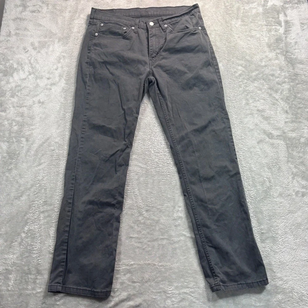 Levi's 514 Straight Fit Pants Mens 34x32 Charcoal Gray Twill Cotton